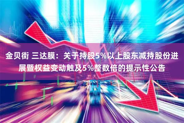 金贝街 三达膜：关于持股5%以上股东减持股份进展暨权益变动触及5%整数倍的提示性公告