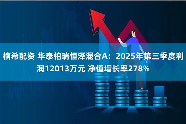 楠希配资 华泰柏瑞恒泽混合A：2025年第三季度利润12013万元 净值增长率278%